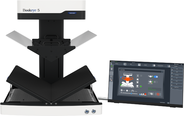 21 inch full HD multitouch screen to control image quality and make modifications on the fly.
The V-shaped glass plate is controlled via the ScanWizard´s extended user interface.