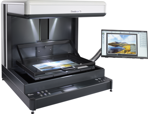 A2+ Book Scanner. The production scanner for challenging digitization projects. Large 21 inch full HD  color multitouch screen for simplified operation.