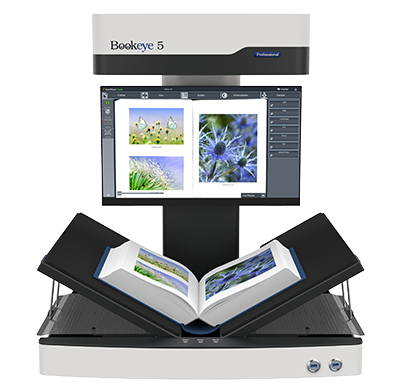 The form Eight above Bookeye® 5 V2 - Overhead Book scanner with V-shaped cradle :: Image Access  2023